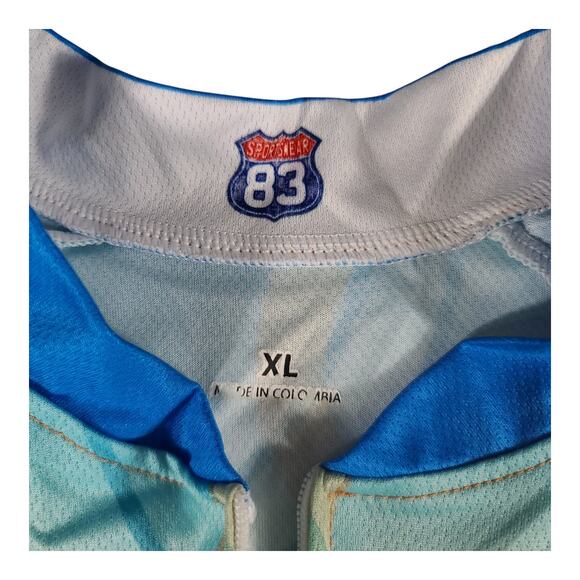 83 Sportswear Orange Blue Girl On Bike Cycling Jersey Top Shirt Full Zip XL - Picture 5 of 5